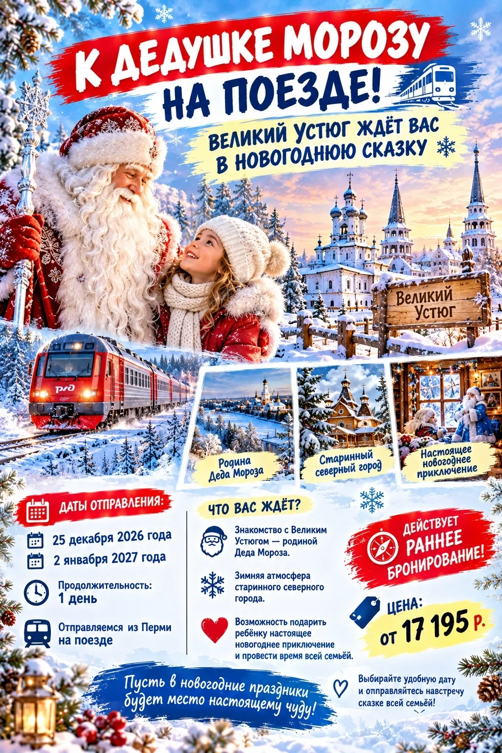🎅 К ДЕДУШКЕ МОРОЗУ НА ПОЕЗДЕ! ВЕЛИКИЙ УСТЮГ ЖДЁТ ВАС В НОВОГОДНЮЮ СКАЗКУ ✨