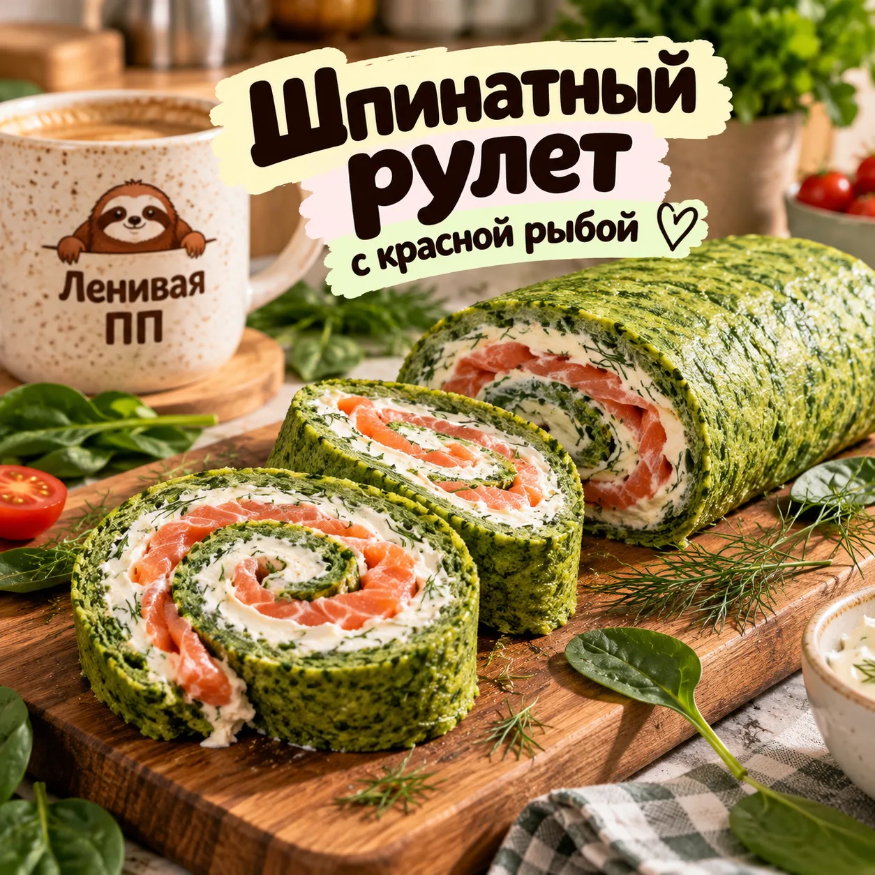 🥬 Шпинатный рулет с красной рыбой