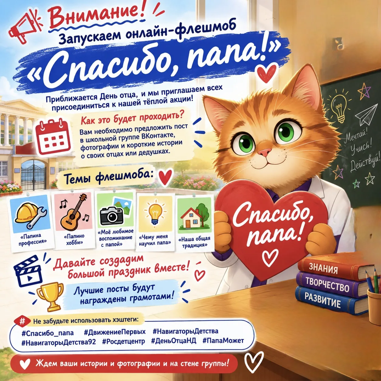Внимание! Запускаем онлайн-флешмоб «Спасибо, папа!»