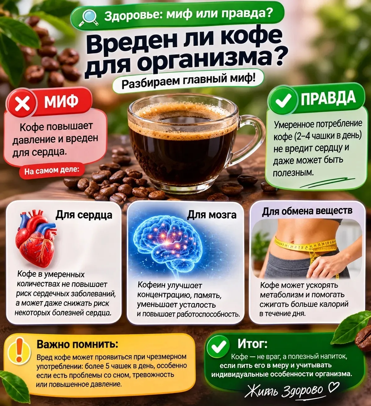 ☕ ЗДОРОВЬЕ: МИФ ИЛИ ПРАВДА?