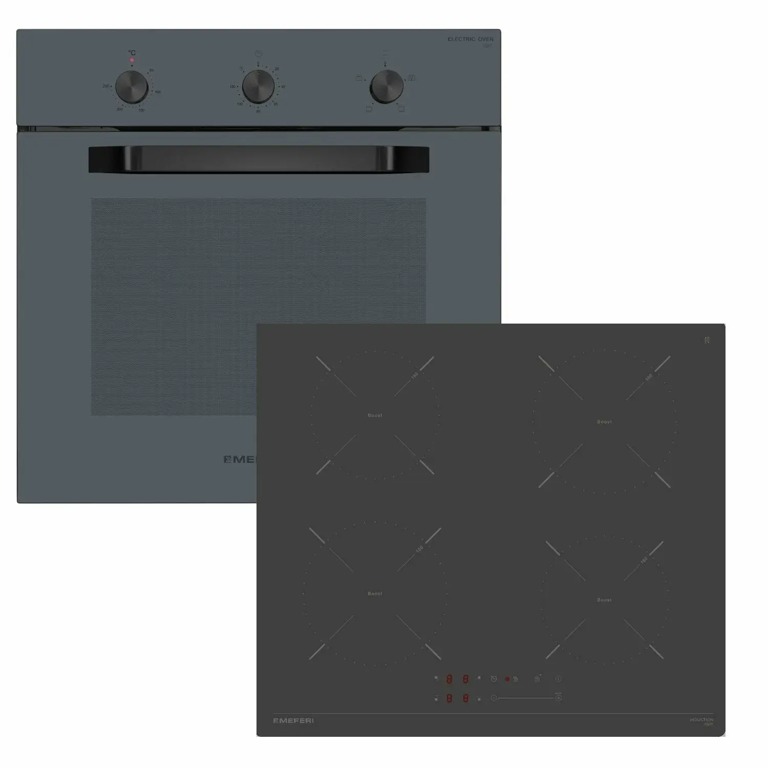 Комплект встраиваемой кухни MEFERI MS60GR28, духовка и варочная панель, сенсорное управ...