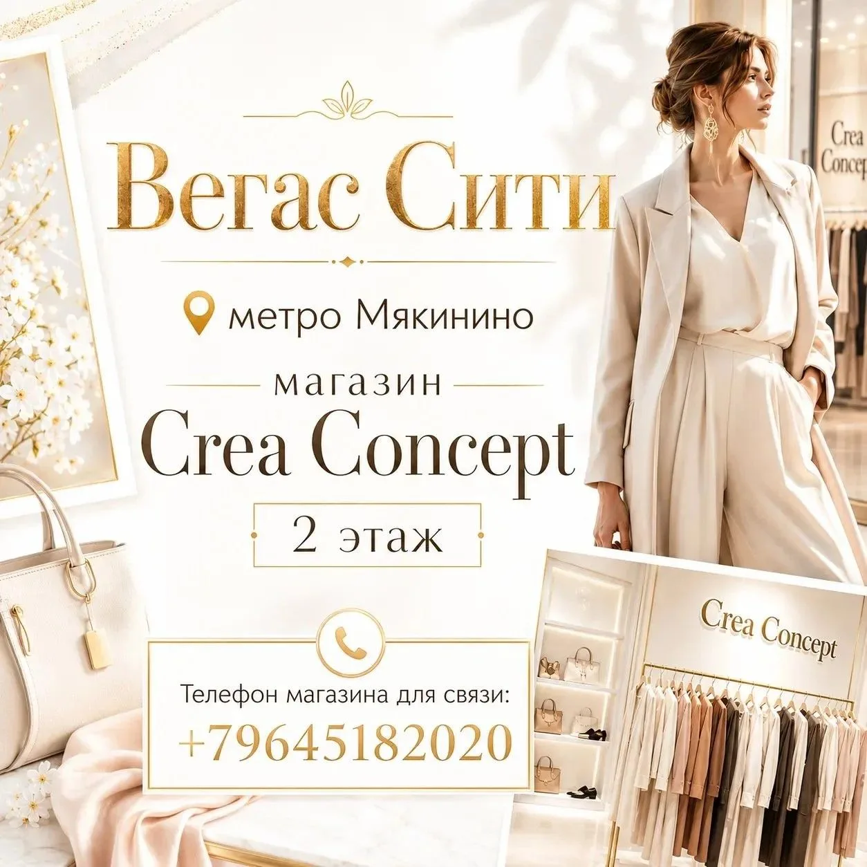 Вегас Сити , метро Мякинино, магазин Crea Concept 2 этаж. Телефон магазина: +79645182020