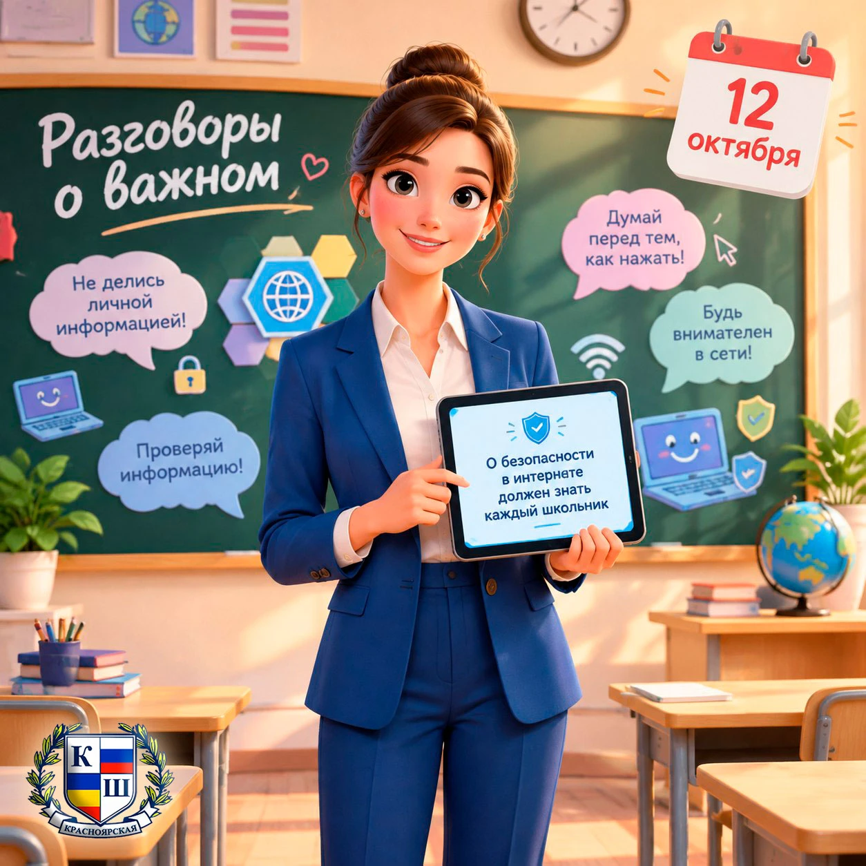 📢 12 ОКТЯБРЯ — «РАЗГОВОРЫ О ВАЖНОМ»: БЕЗОПАСНОСТЬ В СЕТИ ИНТЕРНЕТ 🛡
