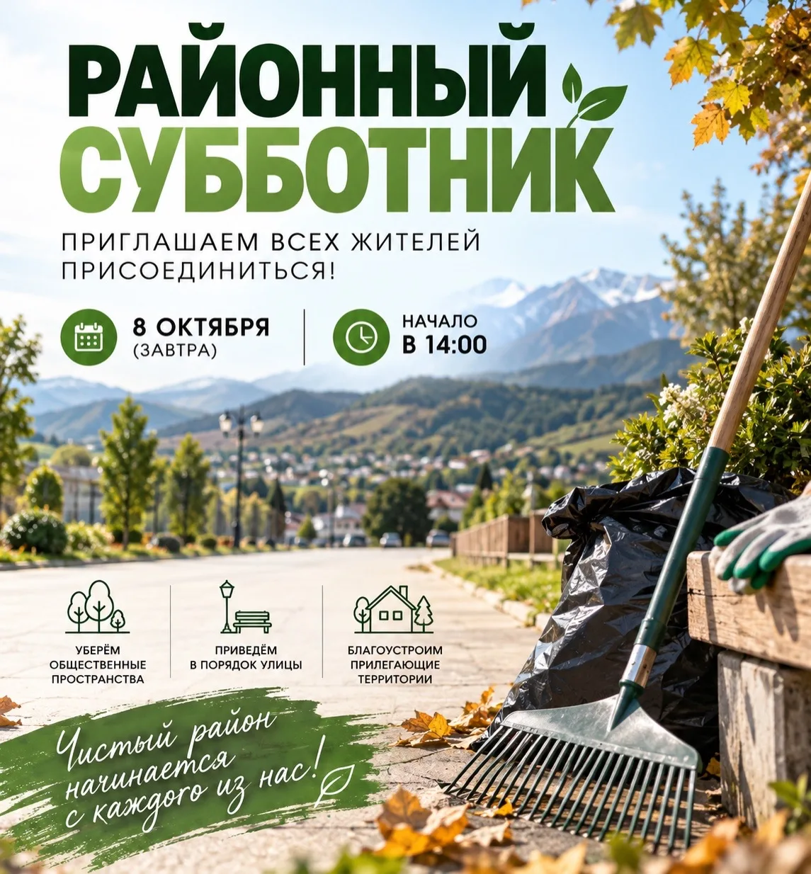 🧹 Прикубанский район выходит на субботник!