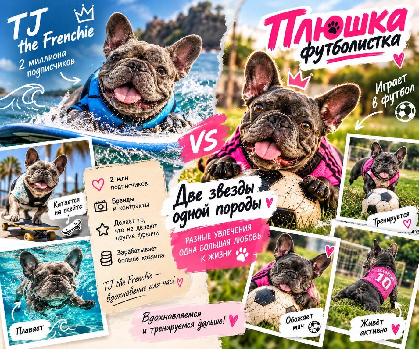 TJ the Frenchie: пёс, который зарабатывает больше хозяина
