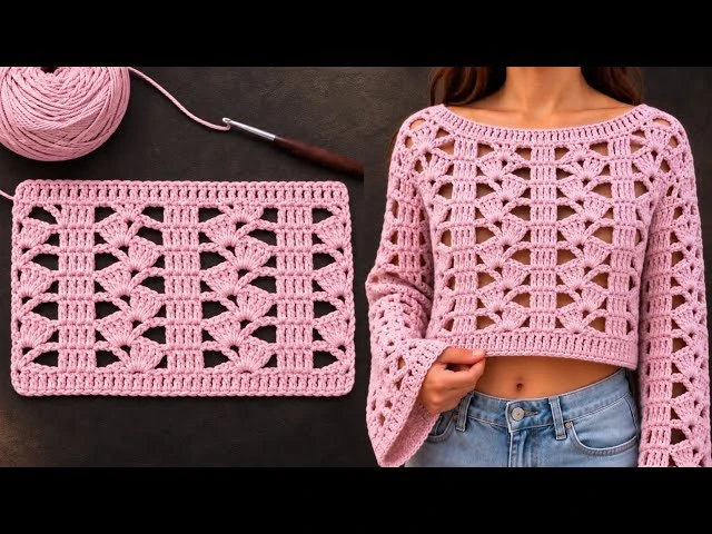 Шикарный ажурный узор крючком🌸