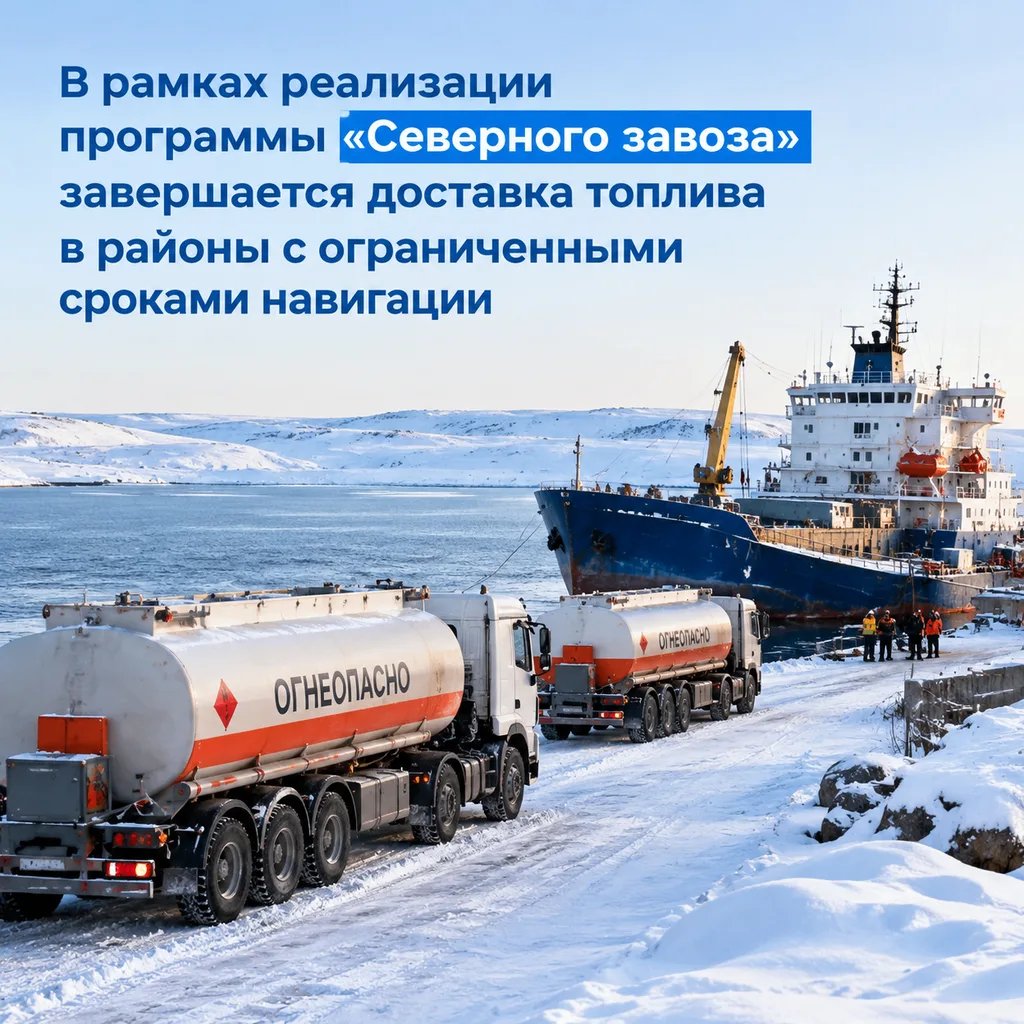В рамках реализации программы «Северного завоза» завершается доставка топлива в районы ...