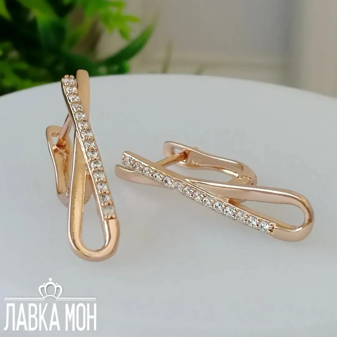 _👑 Изящные серьги на английском замке от фабрики Fj. Высота около 2,7см.