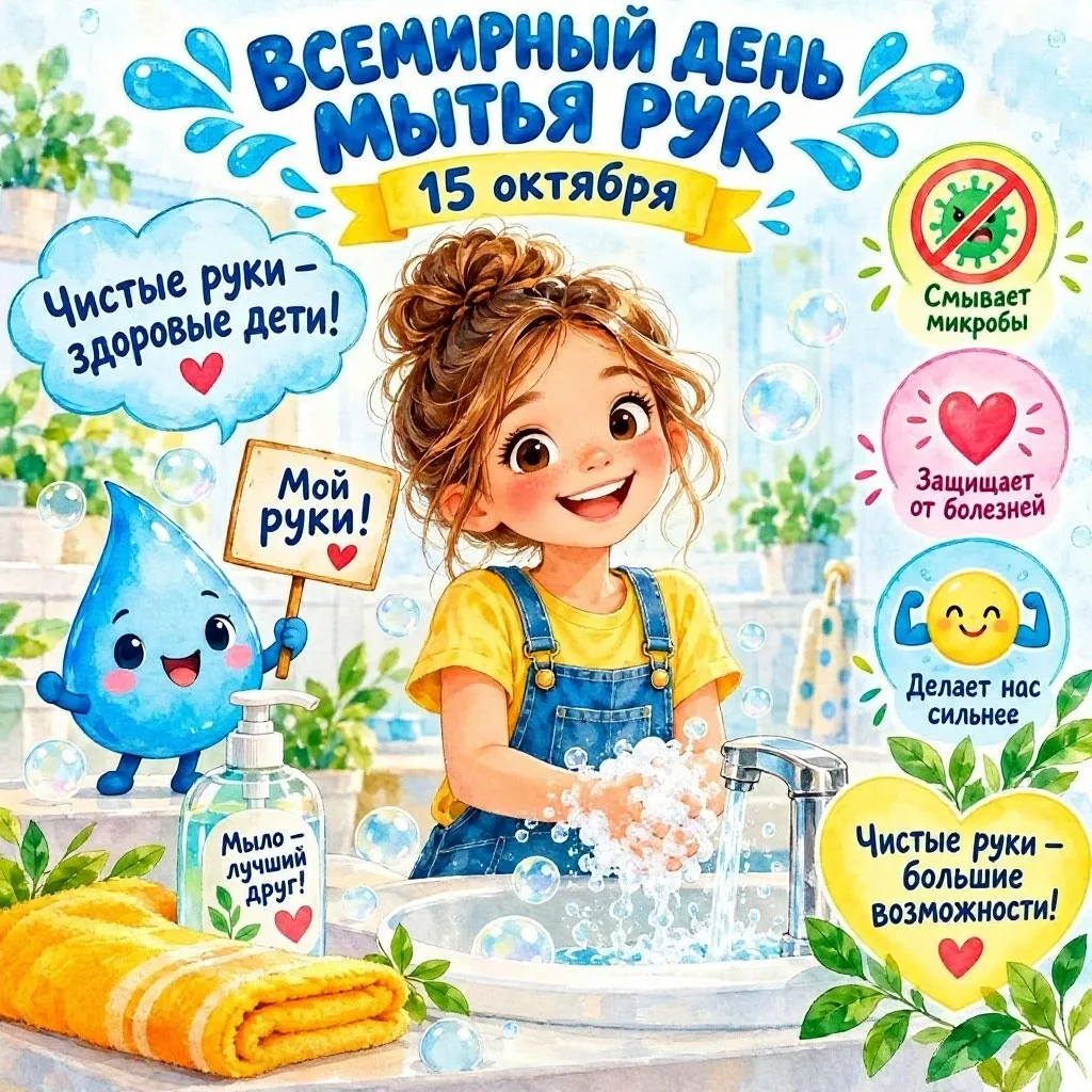 🧼 15 ОКТЯБРЯ — ВСЕМИРНЫЙ ДЕНЬ МЫТЬЯ РУК! 🌍🙌