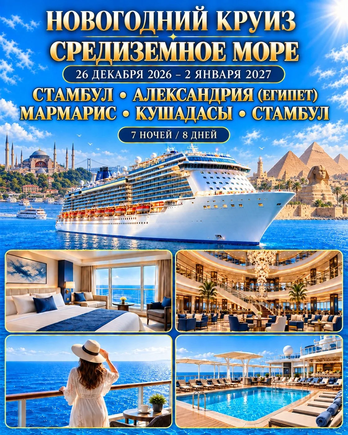 🎄🚢 НОВОГОДНИЙ КРУИЗ ПО СРЕДИЗЕМНОМУ МОРЮ НА AROYA CRUISES!