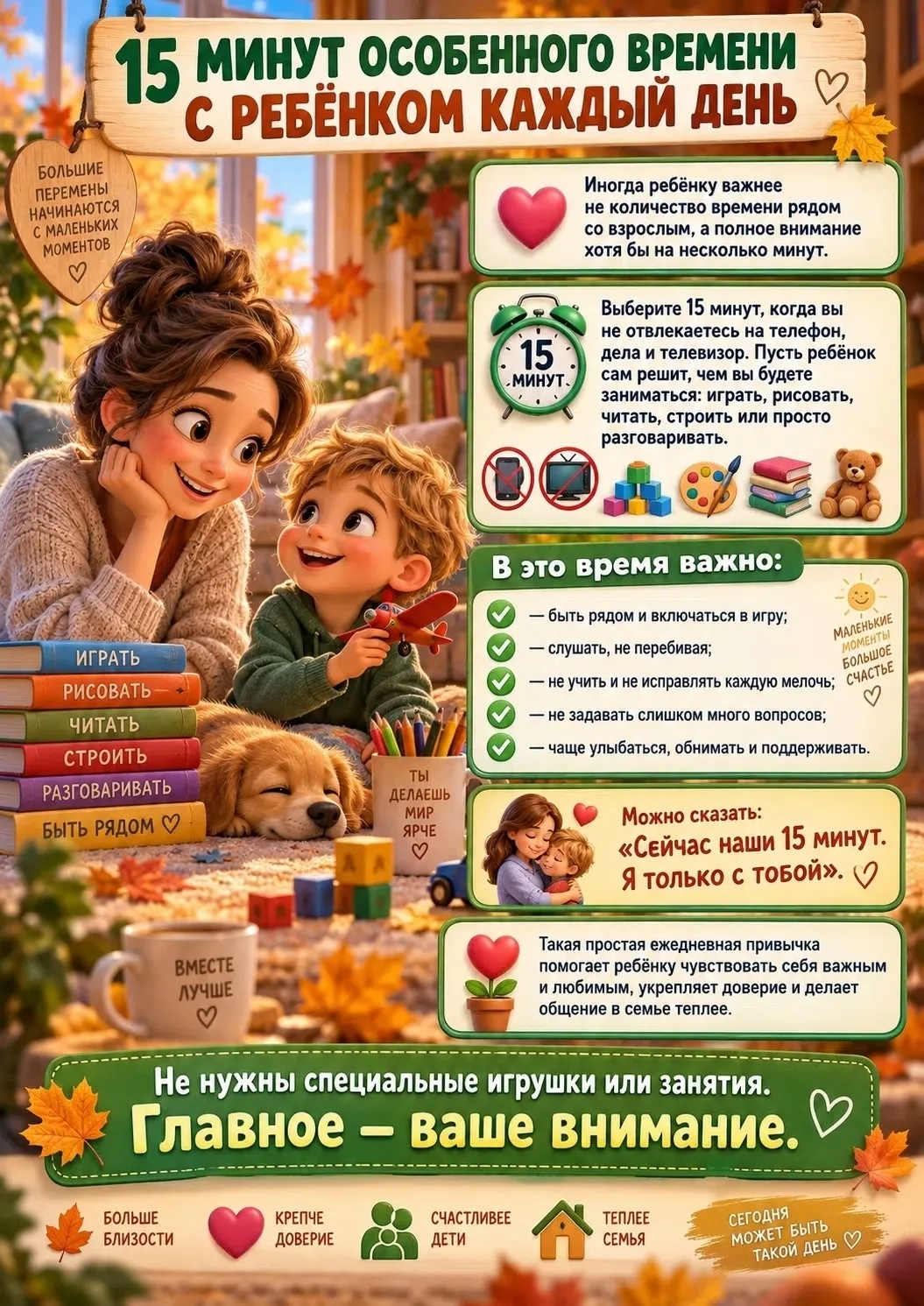 Иногда ребёнку нужно совсем немного — всего 15 минут вашего полного внимания ❤️