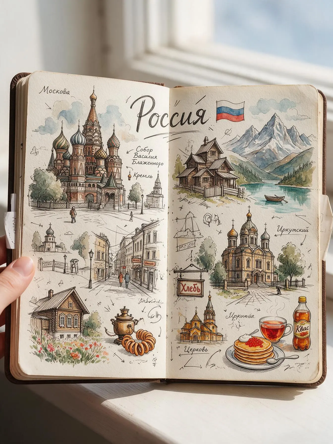 Скетчбук с достопримечательностями страны