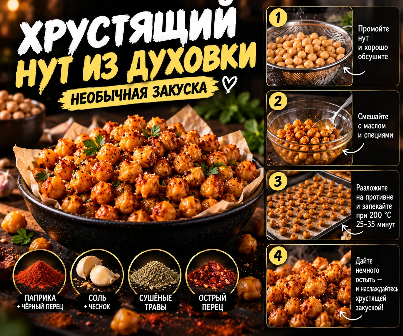 ХРУСТЯЩИЙ НУТ ИЗ ДУХОВКИ — НЕОБЫЧНАЯ ЗАКУСКА 🧆