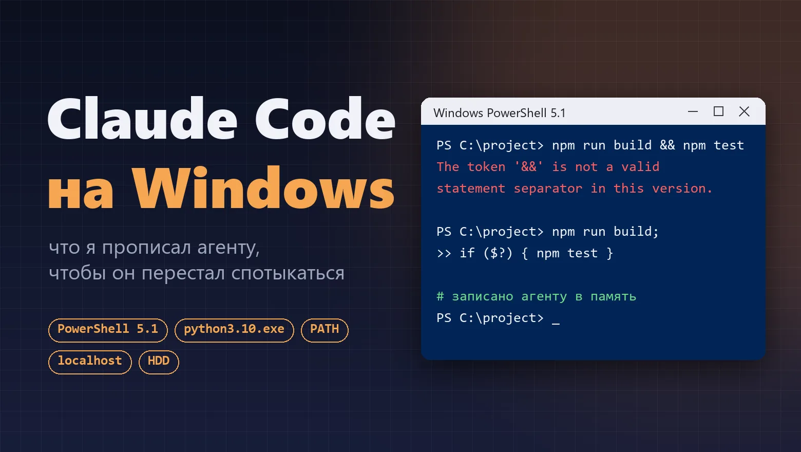 📰 Claude Code на Windows: что я прописал агенту, чтобы он перестал спотыкаться