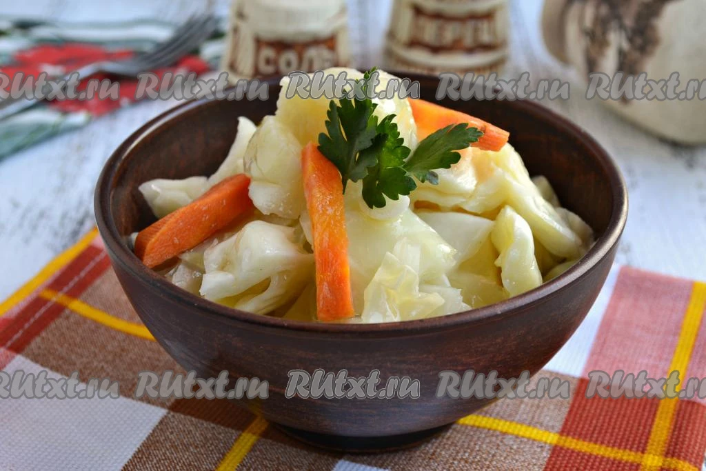 Рецепт быстрого приготовления маринованной капусты кусочками