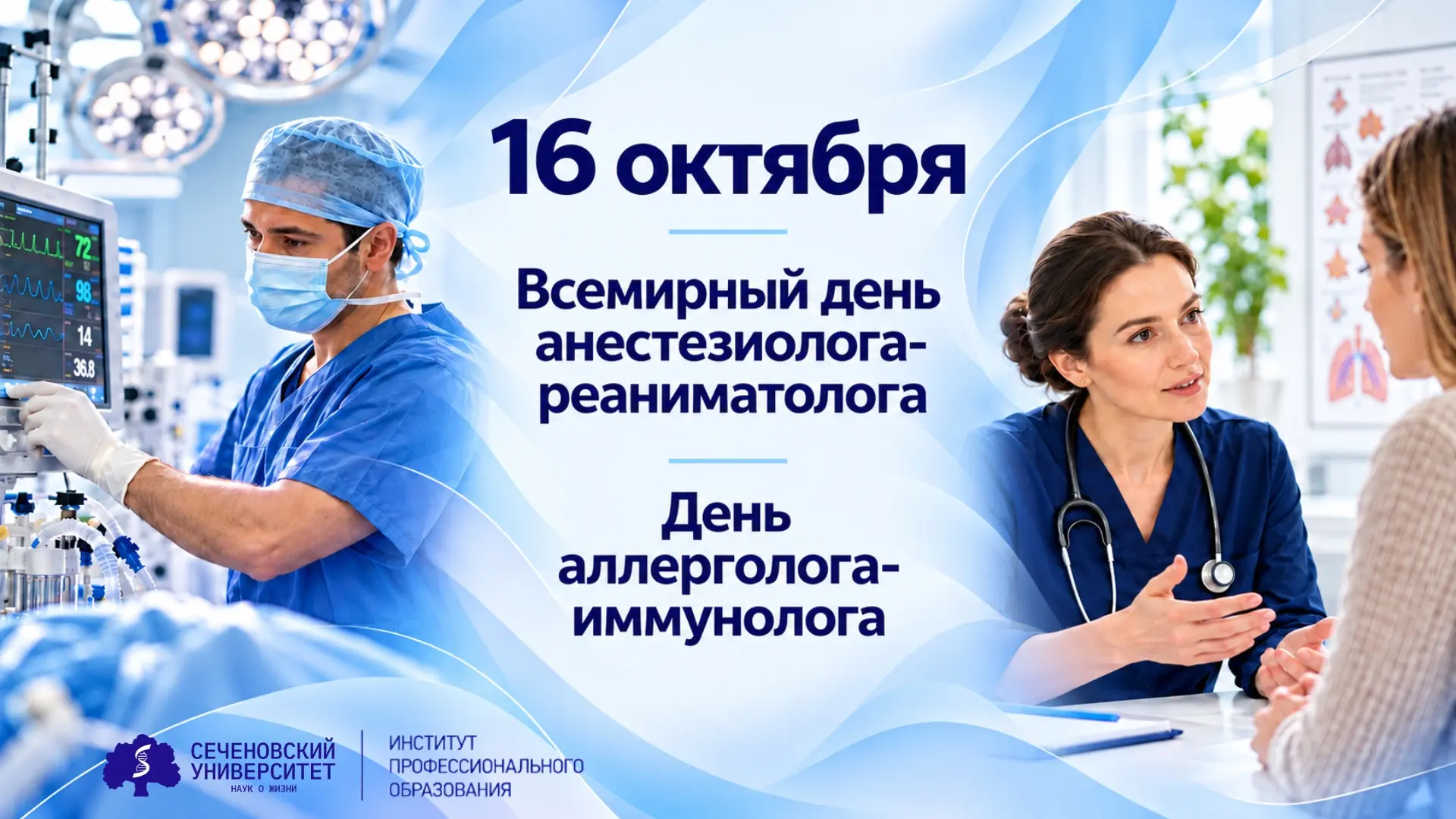 🩺 16 октября — Всемирный день анестезиолога-реаниматолога и День аллерголога-иммунолога