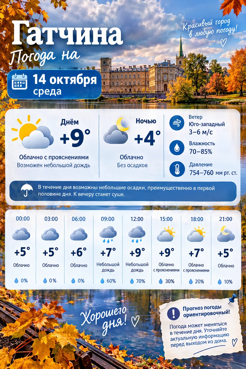 Погода на сегодня в Гатчине 🌤️