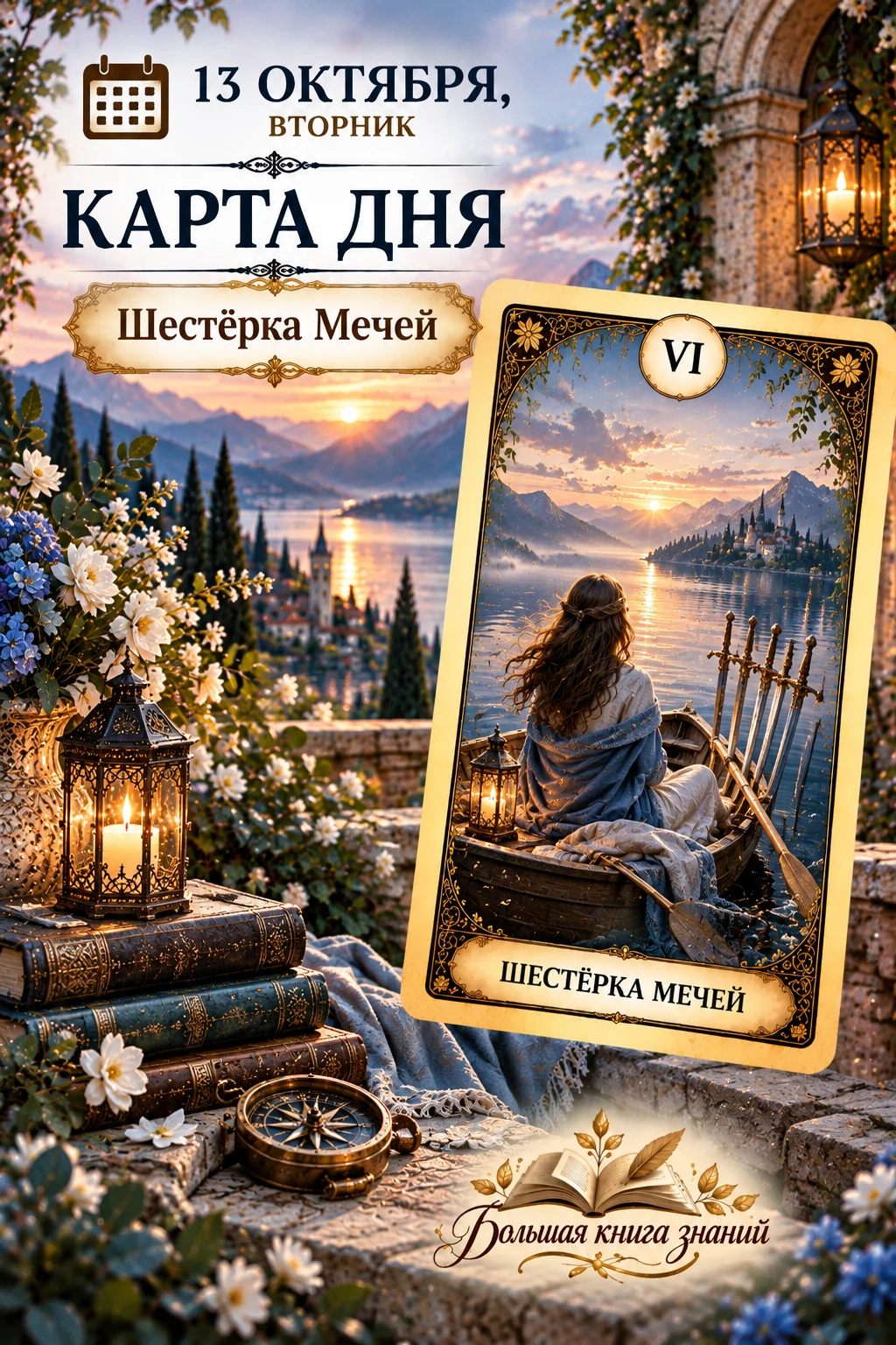 📅 13 октября, вторник — карта дня: Шестёрка Мечей ⛵