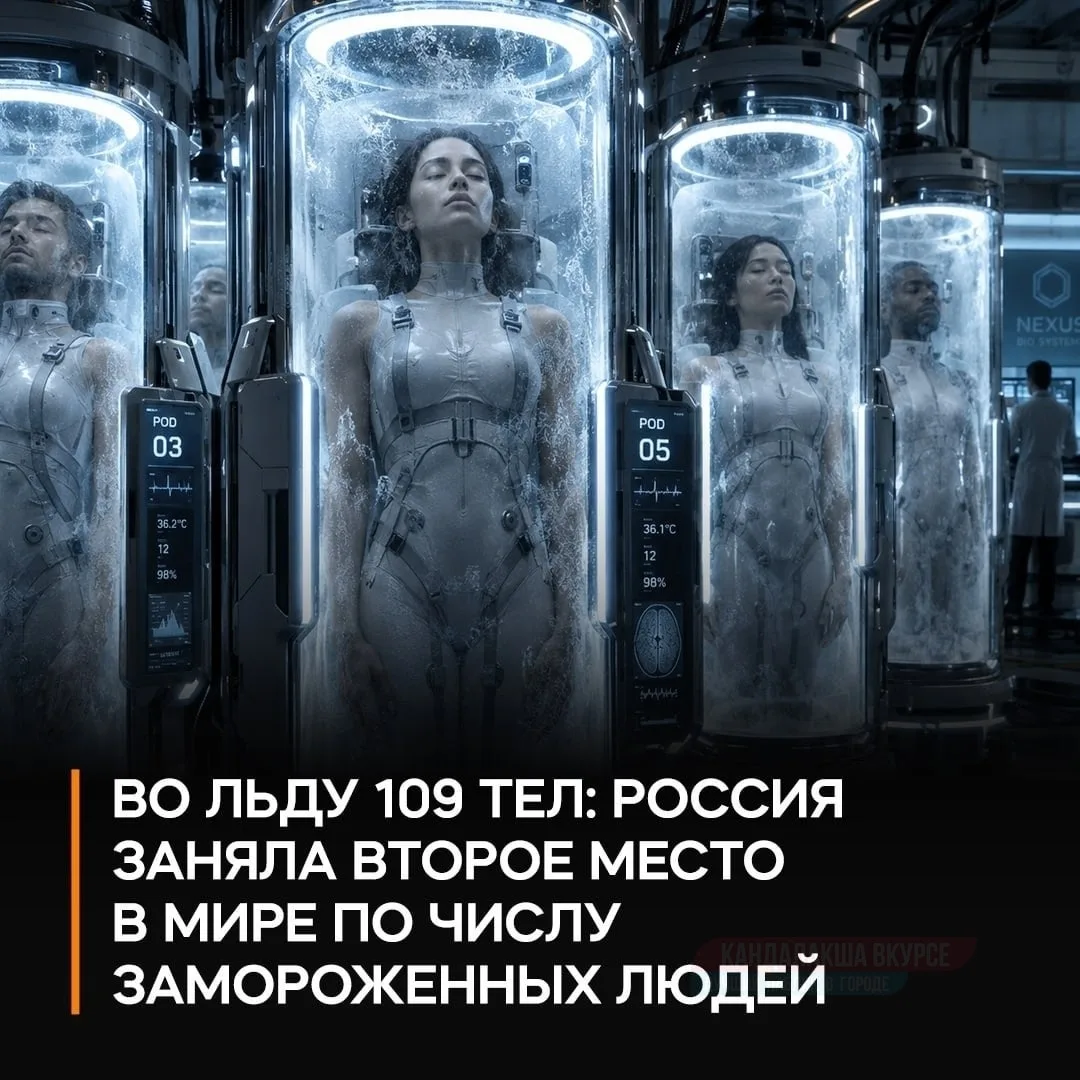 🥶 Россия заняла вторую позицию в мире по количеству замороженных после смерти людей.