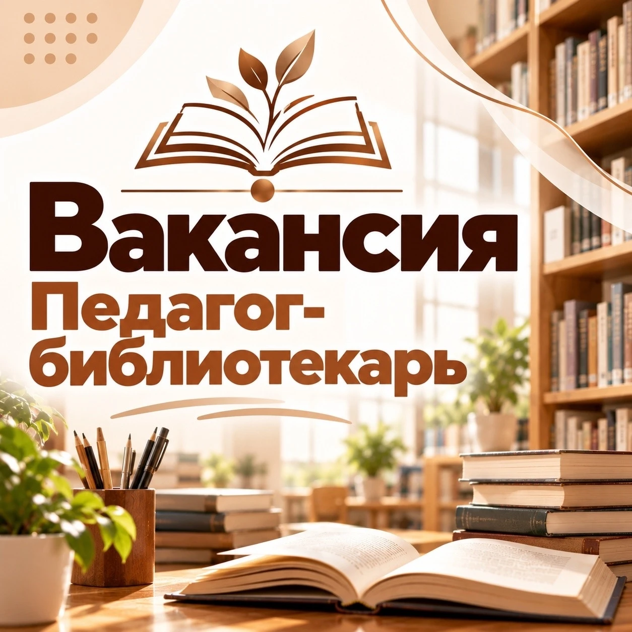 📚 Ищем педагога-библиотекаря!