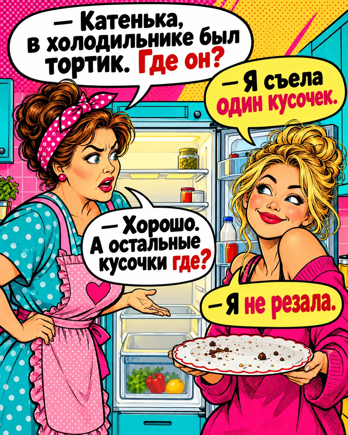 🍰 С подругами всегда так: сначала делим десерт на всех, потом совесть на двоих, а кало...