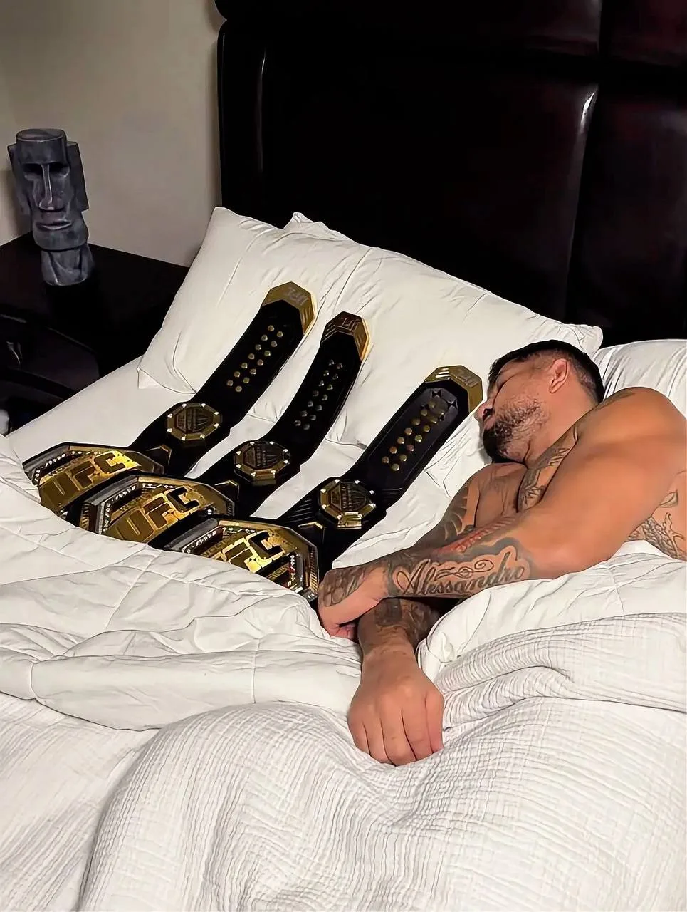 Боец UFC Алекс Перейра опубликовал фотографию, на которой он запечатлен с тремя чемпион...