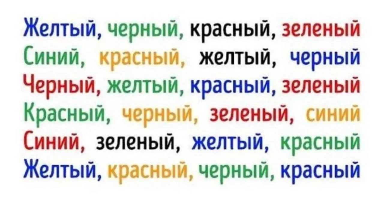 ТЕСТ СТРУПА: ТРЕНИРУЕМ ПЕРЕКЛЮЧЕНИЕ ВНИМАНИЯ