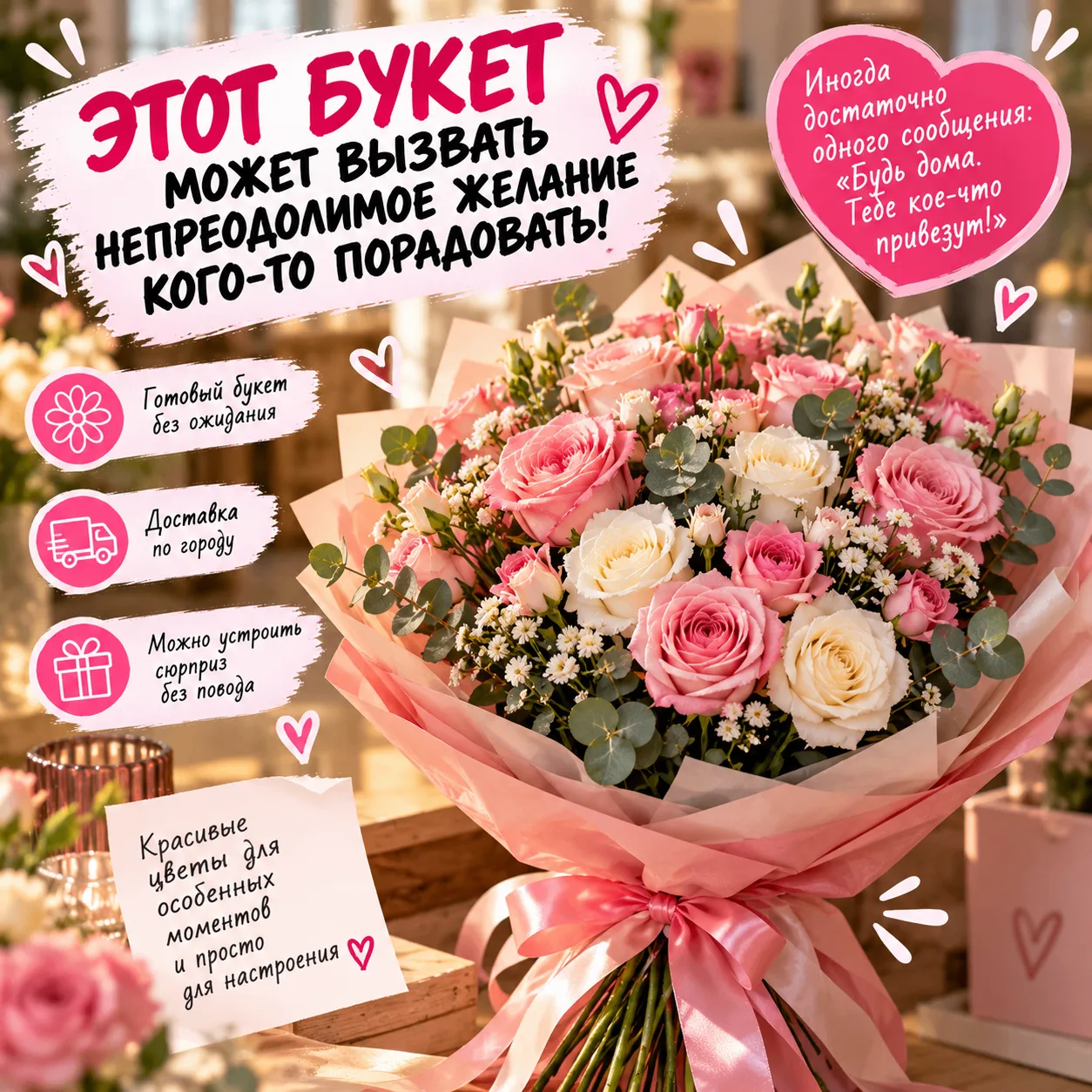 🚨 ОПАСНО! ЭТОТ БУКЕТ МОЖЕТ ВЫЗВАТЬ НЕПРЕОДОЛИМОЕ ЖЕЛАНИЕ КОГО-ТО ПОРАДОВАТЬ! 😍Смотрит...