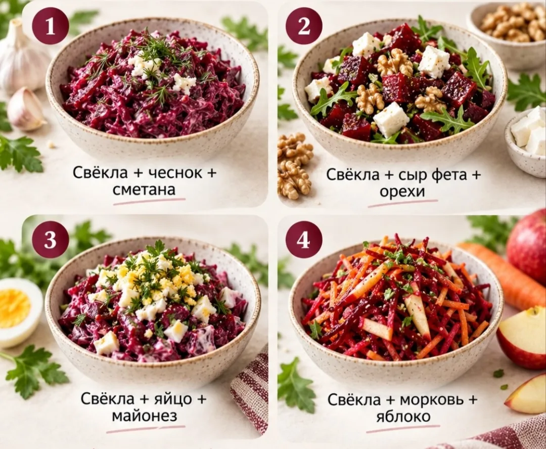 🫜10 ВАРИАНТОВ САЛАТОВ ИЗ СВЁКЛЫ