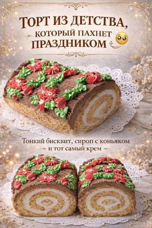 ЭТО ТОТ САМЫЙ ТОРТ, КОТОРЫЙ МЫ ПОМНИМ С ДЕТСТВА. НЕЖНЫЙ БИСКВИТ, КРЕМ «ШАРЛОТТ» И ТОТ С...