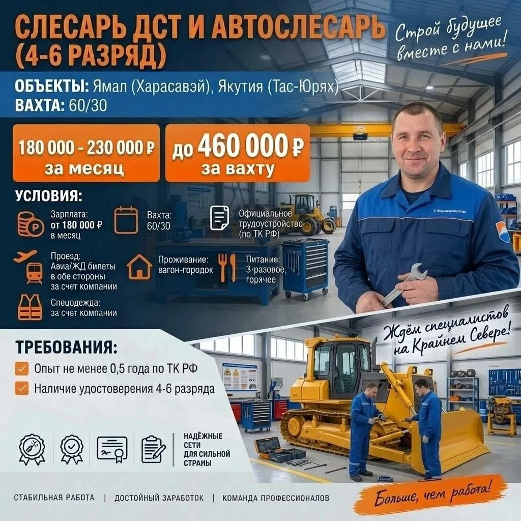 Требуются автослесаря и слесаря ДСТ 4-6 разряда 🚜