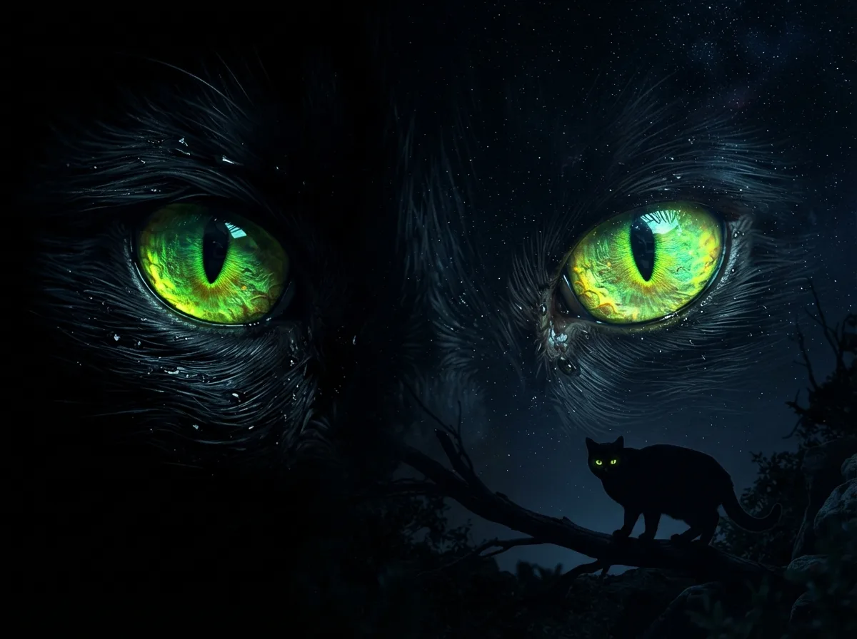 Зеркало ночи: Почему у кошек светятся глаза в темноте 🐱👀⚡️