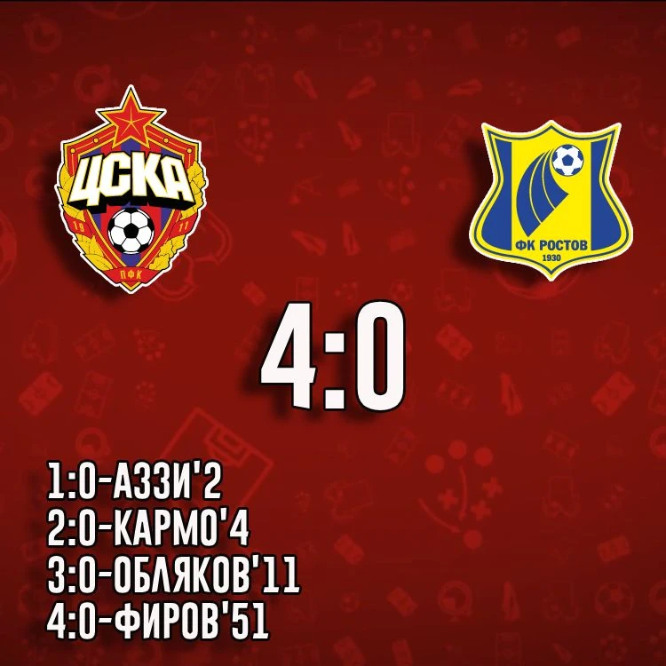 ЦСКА победил "Ростов" со счётом 4:0