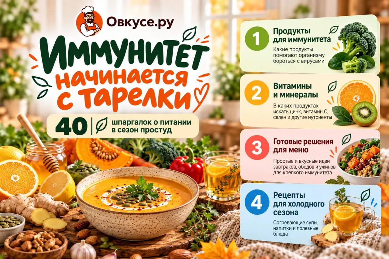 🍊 40 шпаргалок о питании в сезон простуд — всего 99 ₽! 💚