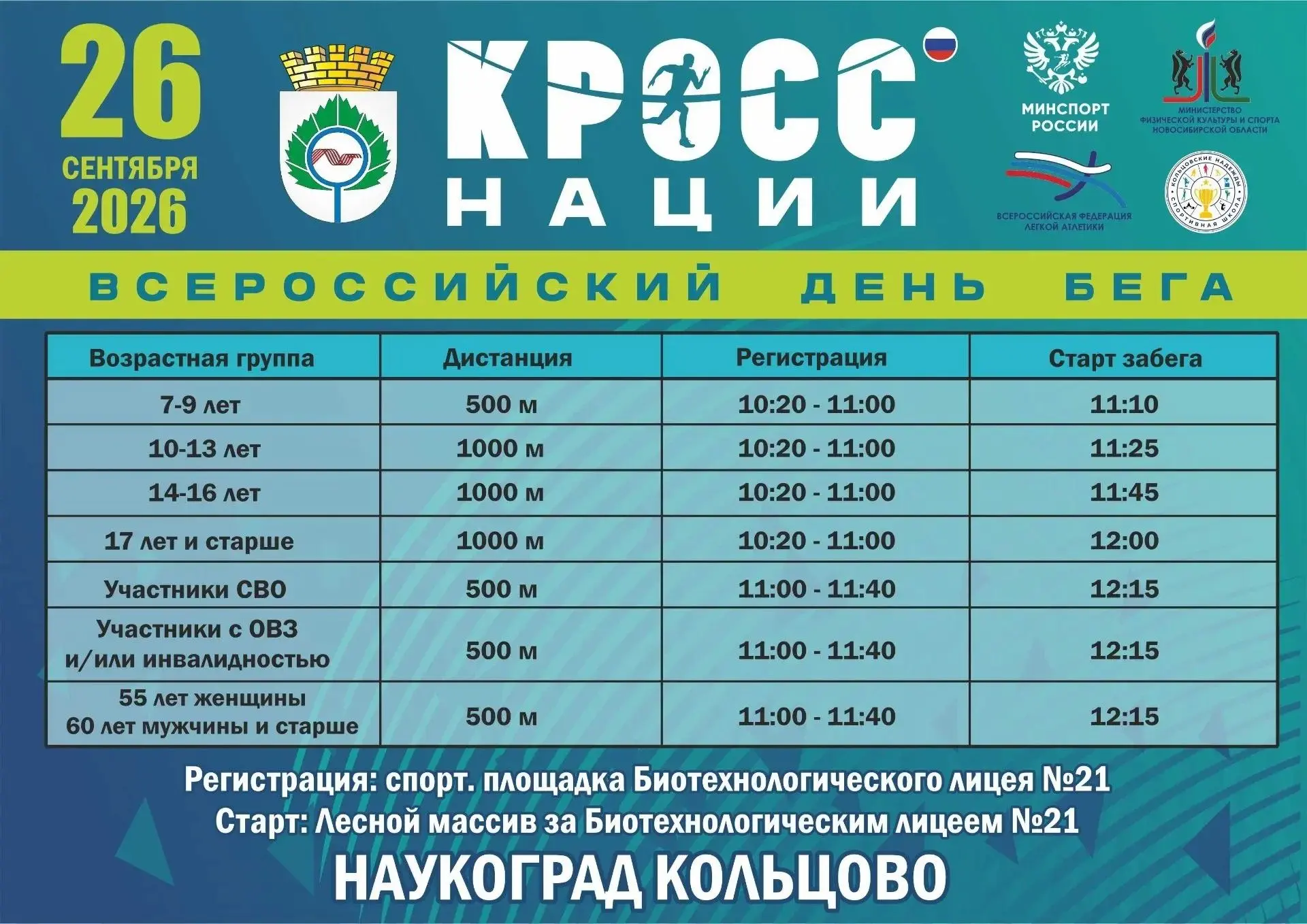 Кольцовских любителей бега приглашают присоединиться к Всероссийскому дню бега