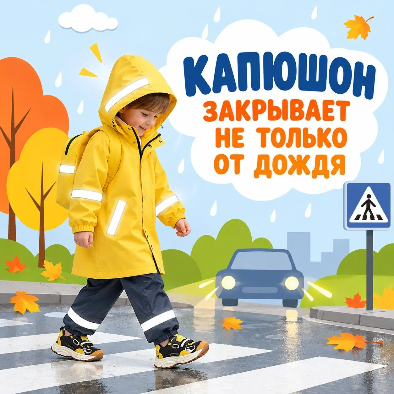 🧥 Капюшон на голове — внимание на дороге!