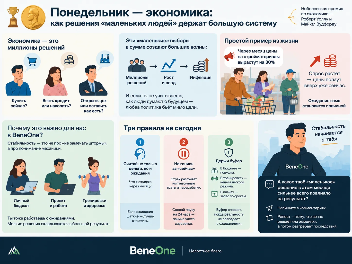 📊 Понедельник — экономика: как решения «маленьких людей» держат большую систему