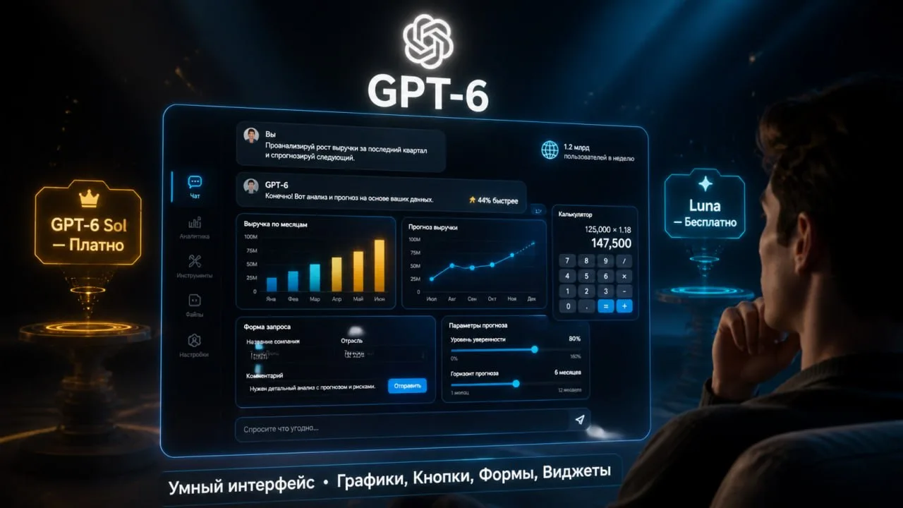 ✅ OpenAI полностью развернула GPT-6: умный интерфейс динамически генерирует формы и гра...