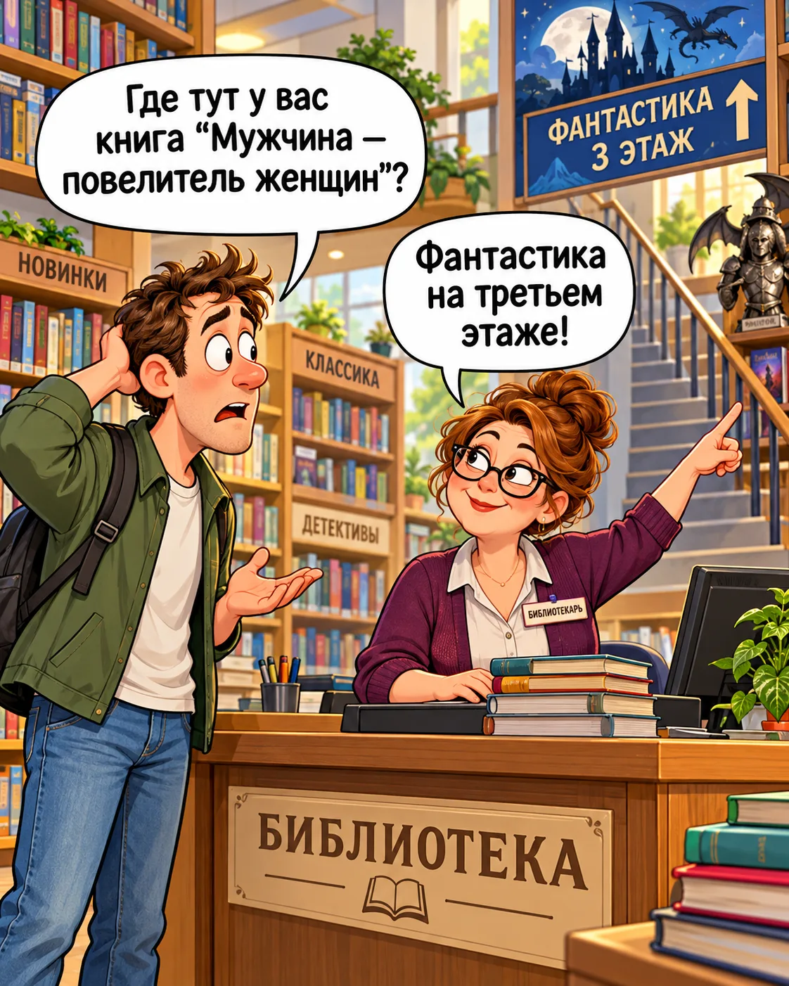 Приходит мужик в библиотеку и спрашивает: