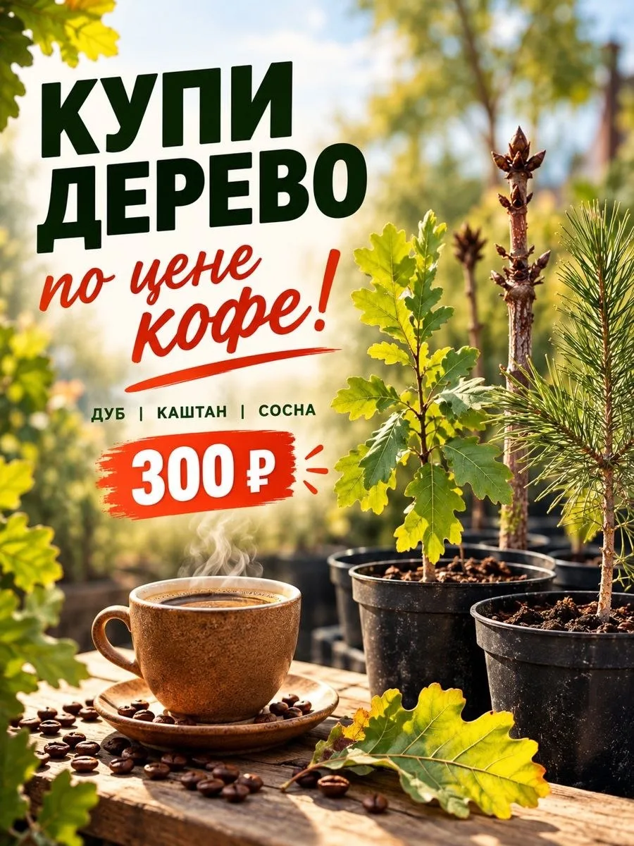 🌳 Купить дерево по цене чашки кофе?