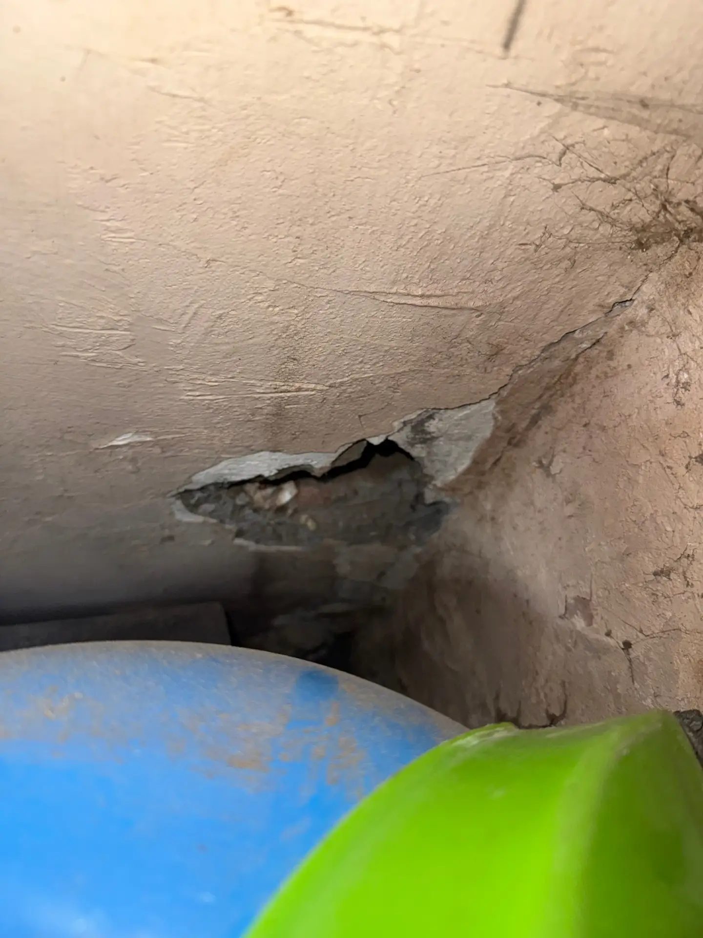 Заделать две дырки, плюс прикрутить кусок гипсокартона, покрасить, зашпаклевать