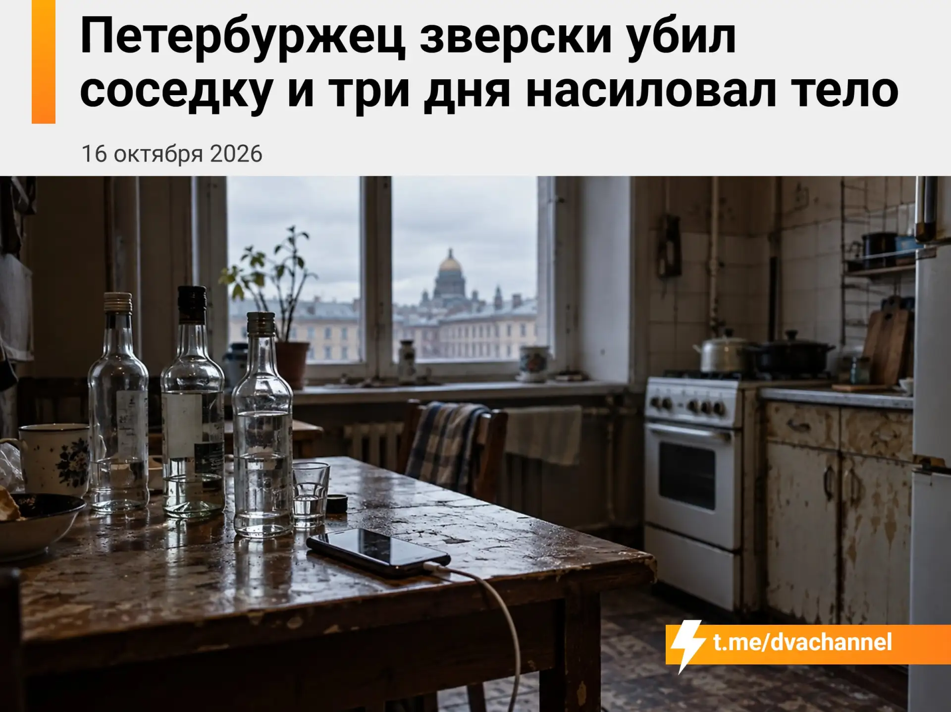 В Питере мужик задушил соседку проводом от зарядки, после чего несколько дней насиловал...