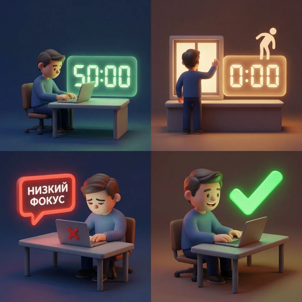⏳ Перерыв на 5 минут каждый час: как работать продуктивнее без выгорания
