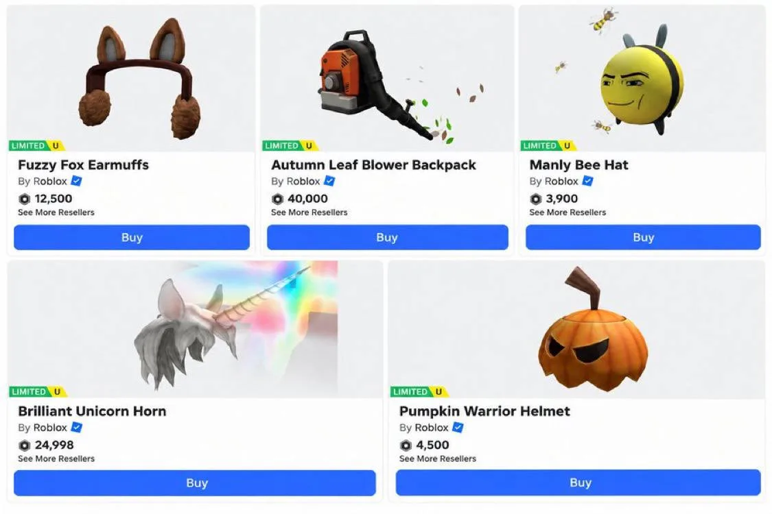 🐤 Roblox сделал сразу 5 старых предметов лимитированными