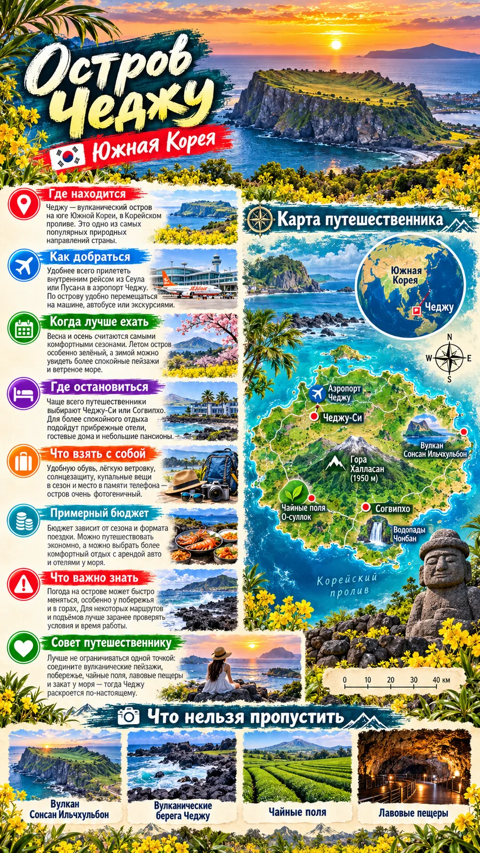 🧭 Остров Чеджу — вулканическая жемчужина Южной Кореи 🇰🇷