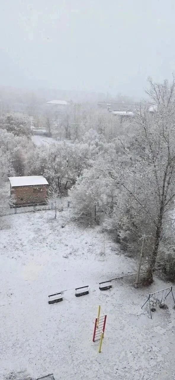 Снег выпал на юге Красноярского края!
