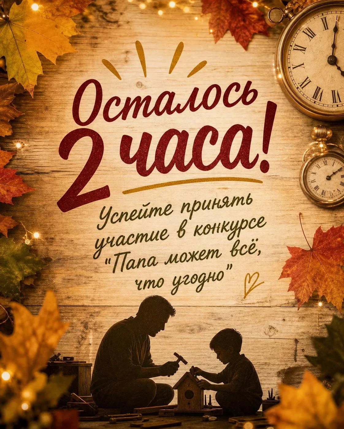 ⏰ Осталось два часа!