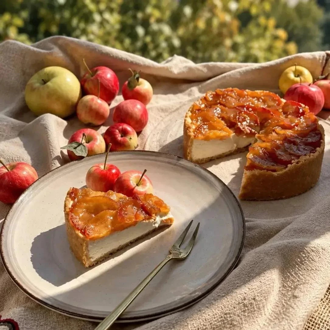 🍎 Чизкейк с карамелизированными яблоками — готовим в выходные!