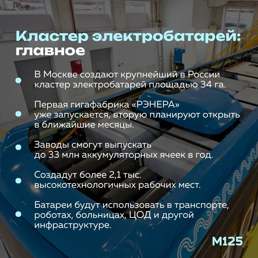 Собянин запустил первый в стране кластер электробатарей. Что важно знать о новом произв...