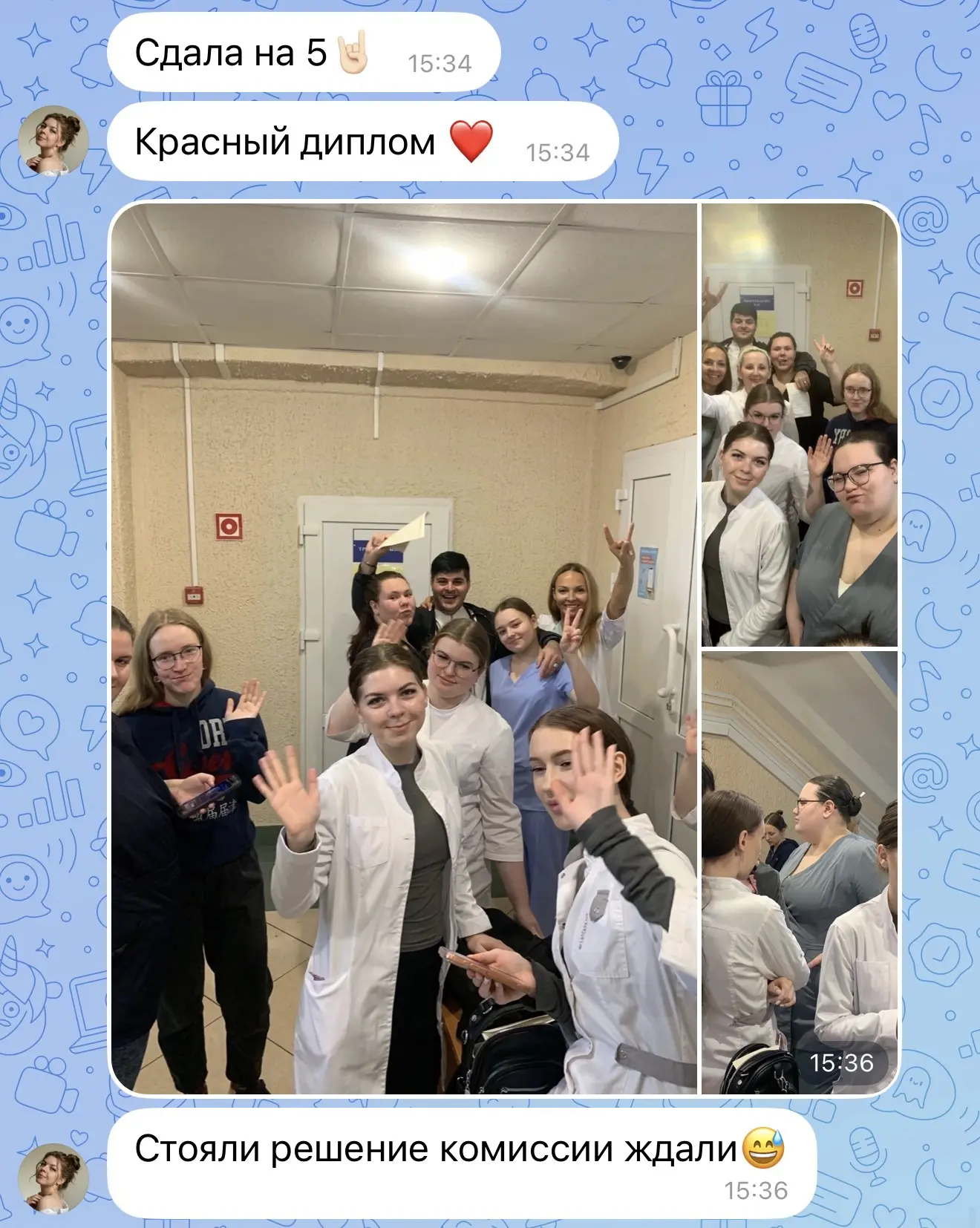 У нас радость дня! Полечка сегодня сдавала  в колледже гос экзамен. Сдала на 5!